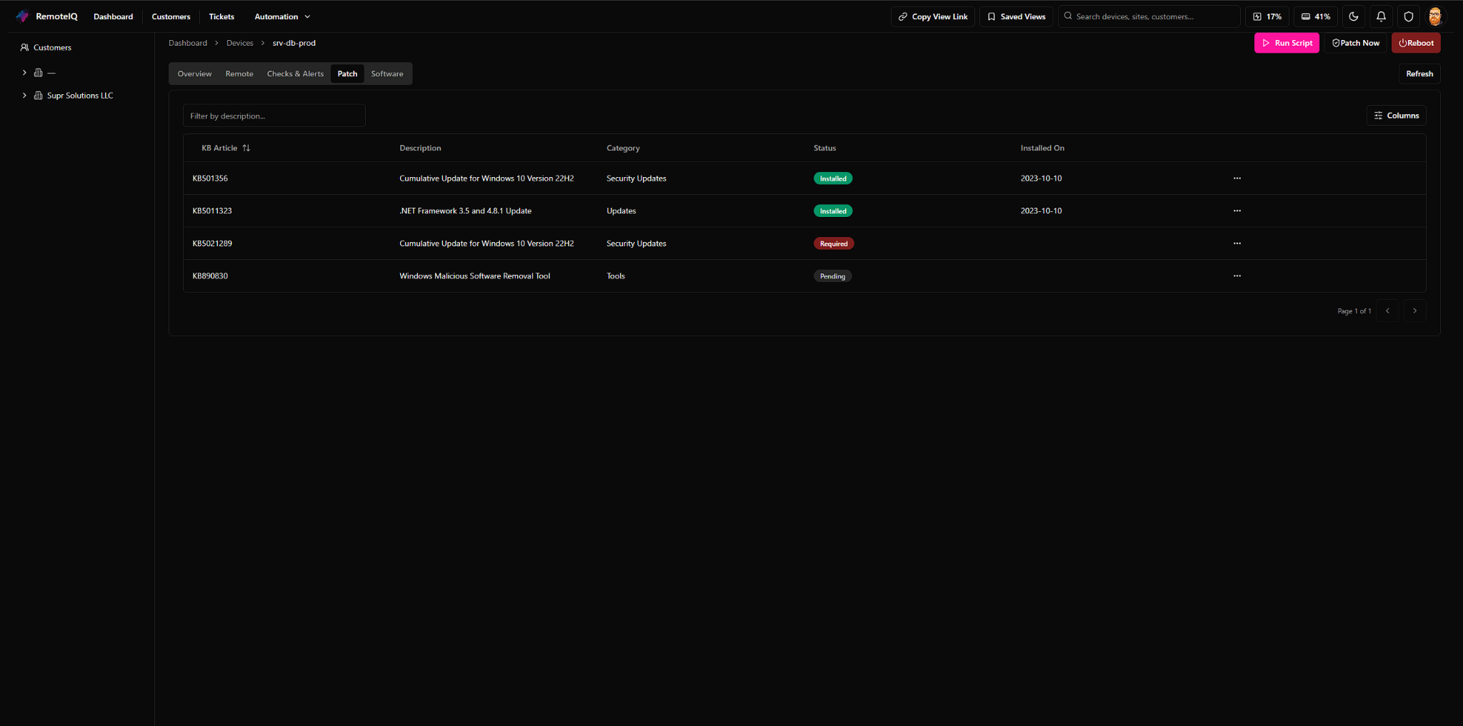 Patch management list